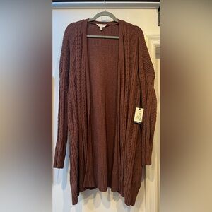 Terra & Sky Brown Cable Knit Cardigan